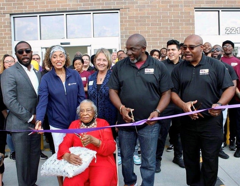 Ribbon cutting ceremony for opening of All-In Grocers